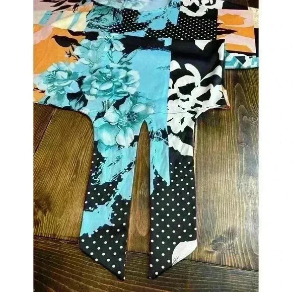 CHICOS Dolman Sleeve Floral Print Popover Blouse Tie Front US Size 1 - Medium - Picture 7 of 11